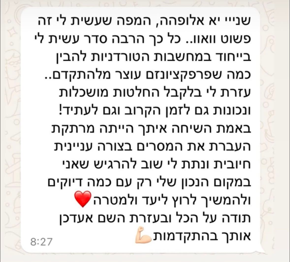 המלצה על ייעוץ: ״המפה שעשית לי זה פשוט וואו, עזרת לי לקבל החלטות מושכלות גם לזמן הקרוב וגם לעתיד״